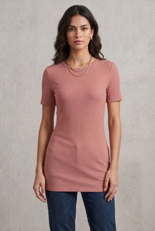 Pink Vertical Stripe Textured Asymmetric Top