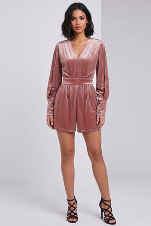Rose Crystals Velvet Tie Up Playsuit