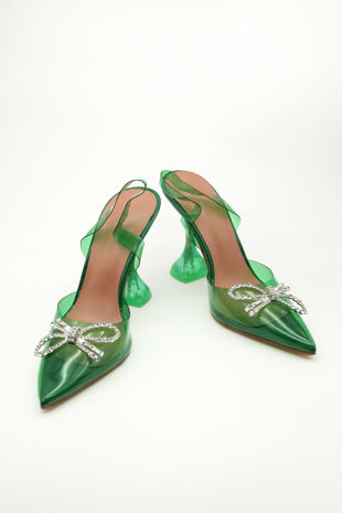 Green Diamante Cake Stand Heeled Courts