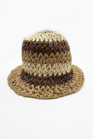 Brown Crochet Look Bucket Hat