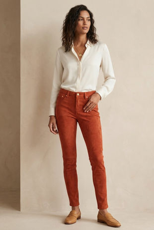 Matte Suede Skinny Rust Jeans