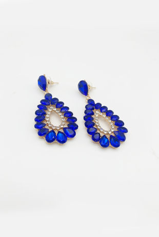 Blue Statement Diamante Teardrop Earrings
