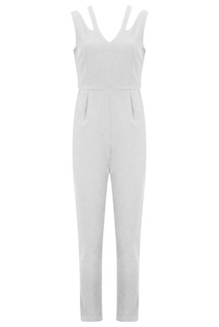 Cream Cut Out Shoulder Jumpsuit