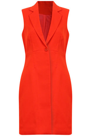 Red Longline Tailored Sleeveless Blazer