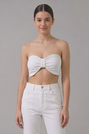 White Front Bow Trimming Bralet