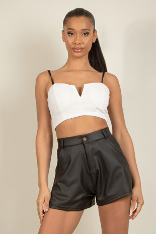 White V Cut Cropped Bralet