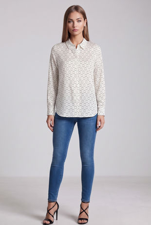 White Circles Print Shirt