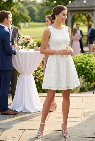 White Floral Textured Back Zip Up Flared Dress 