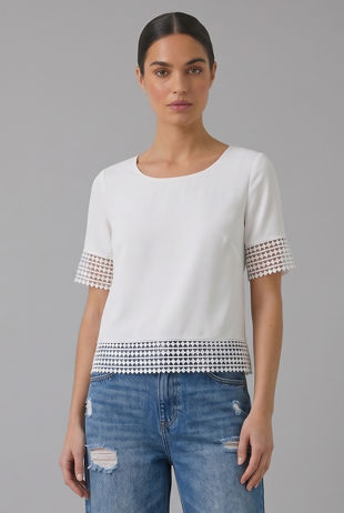 White Open Back Short Sleeve Top 