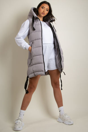 Hooded Puffer Gilet With Grey Tabard