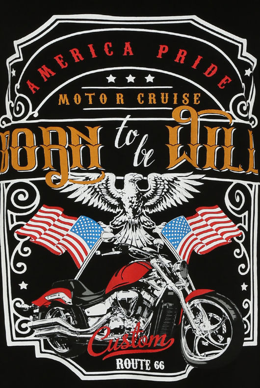 Black Contrast Born To Be Wild Print Tees