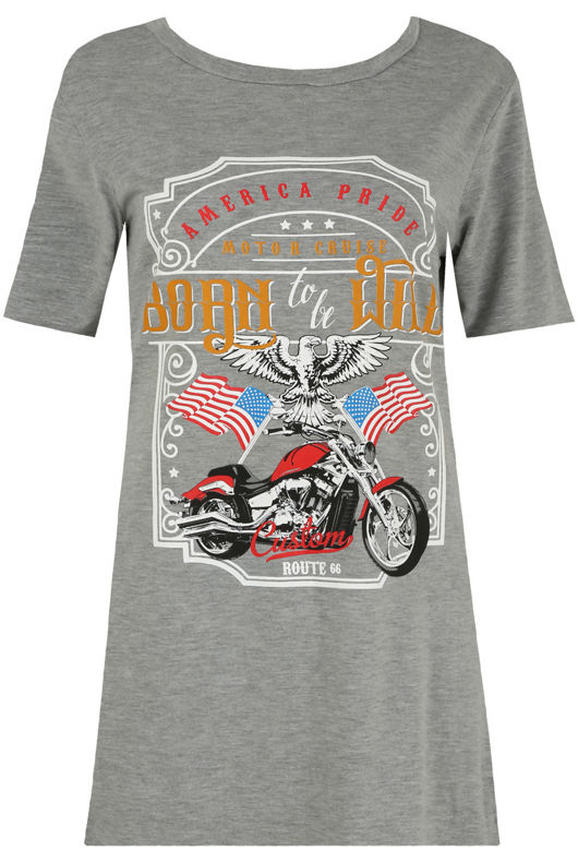 White Contrast Born To Be Wild Print Tees
