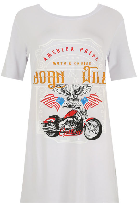 White Contrast Born To Be Wild Print Tees