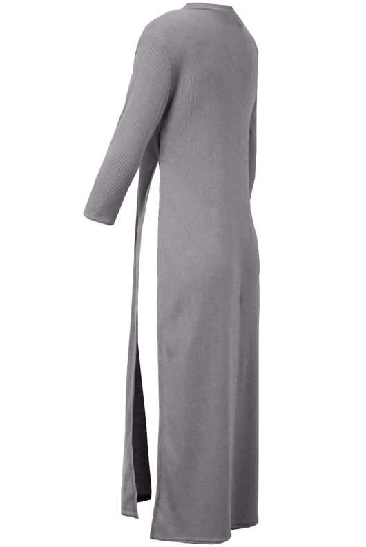 Grey Sides Slitted Long Sleeve Tunic Dress
