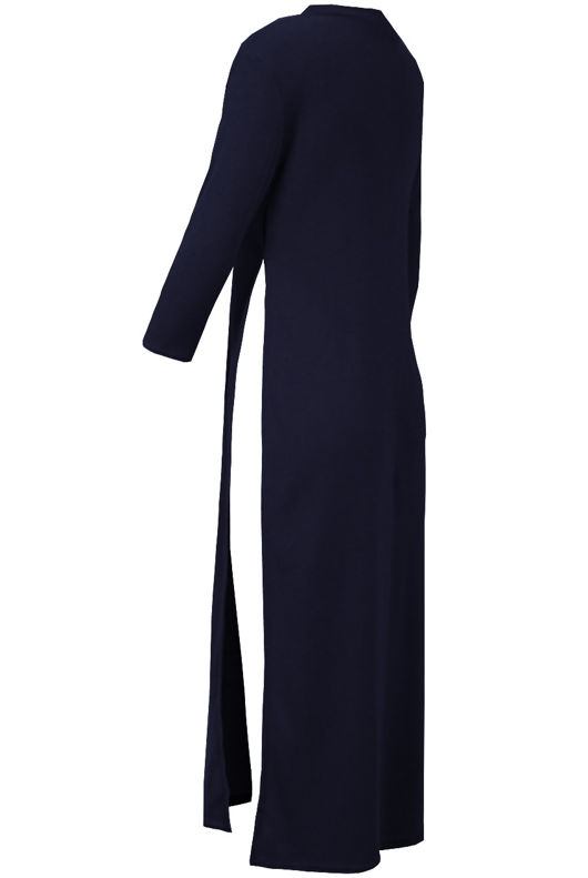 Navy Sides Slitted Long Sleeve Tunic Dress