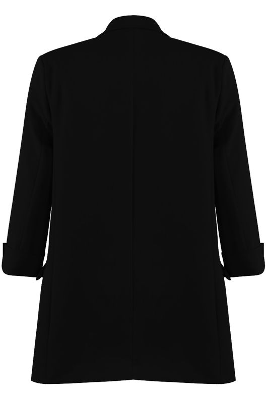 Black Roll-up Sleeves Longline Coat