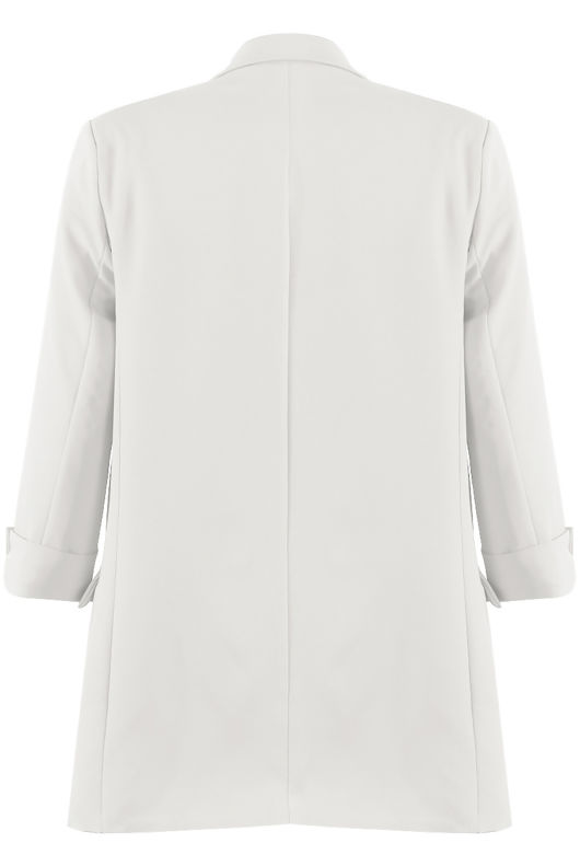 White Roll-up Sleeves Longline Coat
