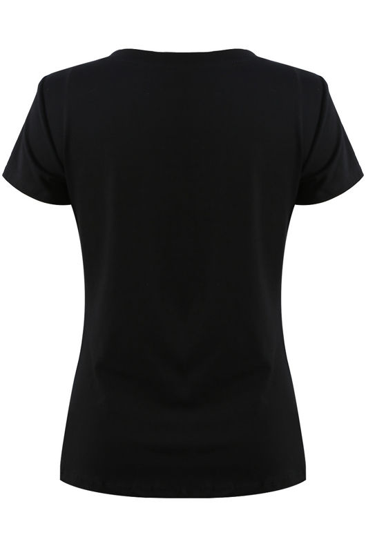 Black Lady Sequin & Pearls Trim Tee