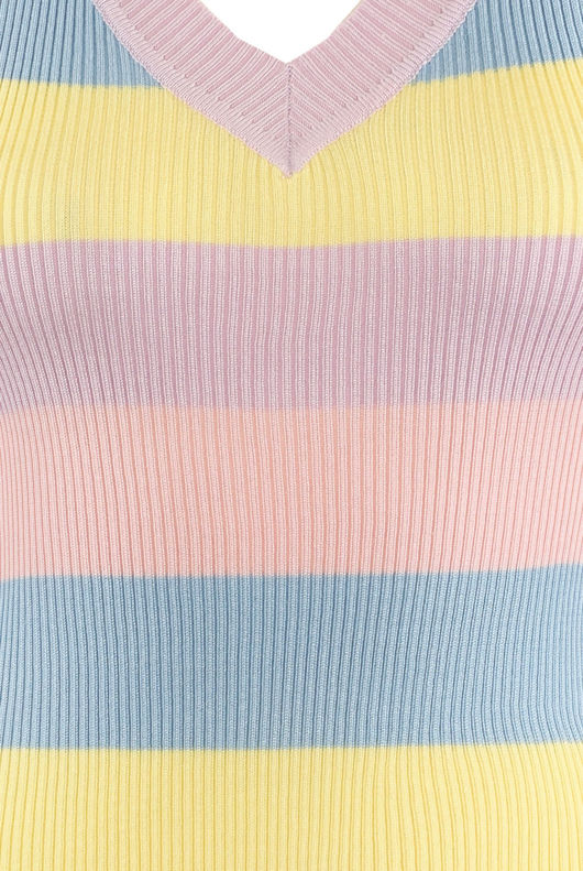 Rainbow Print Low Neck Ribbed Bodysuit 