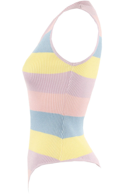 Rainbow Print Low Neck Ribbed Bodysuit 
