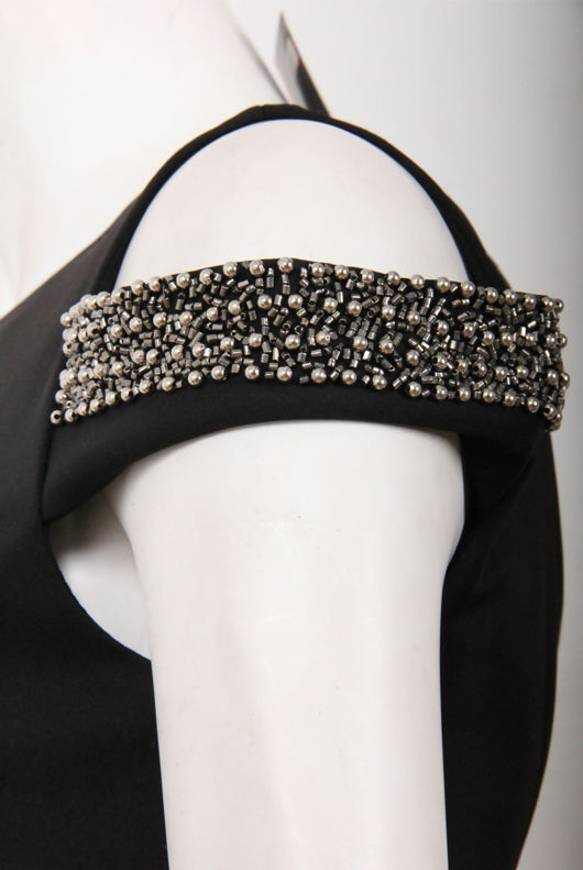 Black Cut Out Shoulder Gem Dress