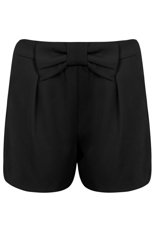 Black Tailored Bow Shorts