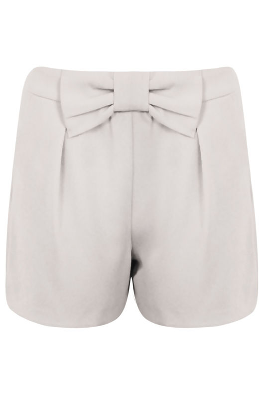 White Tailored Bow Shorts