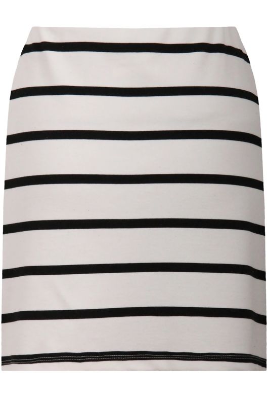 White and Navy Monochrome Horizontal Stripe Mini Skirt
