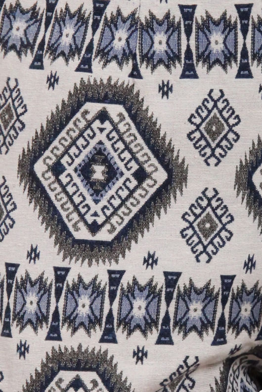 Blue Asymmetric Print Side Zip Up Shorts