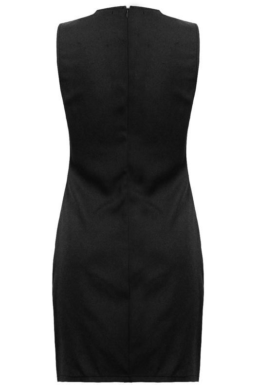 Black Faux Lace Up Detail Bodycon Dress