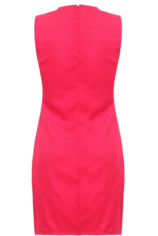 Pink Faux Lace Up Detail Bodycon Dress