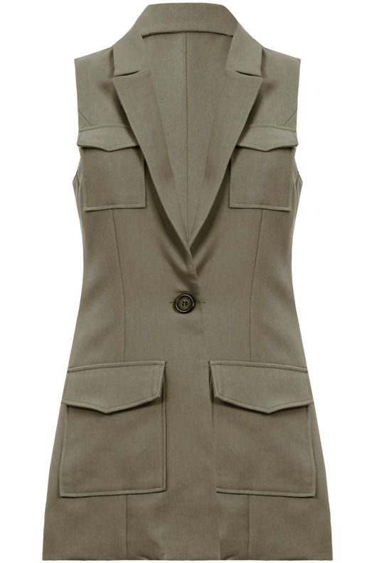 Khaki Tailored Utility Waistcoat