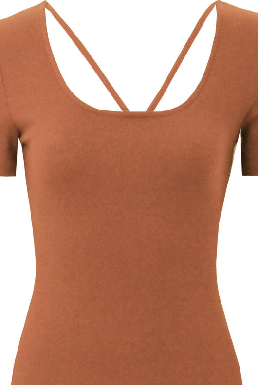 Camel Asymmetric Short Sleeve Bodycon Dress