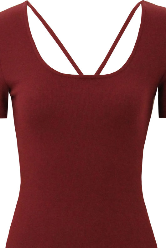 Burgundy Asymmetric Short Sleeve Bodycon Dress