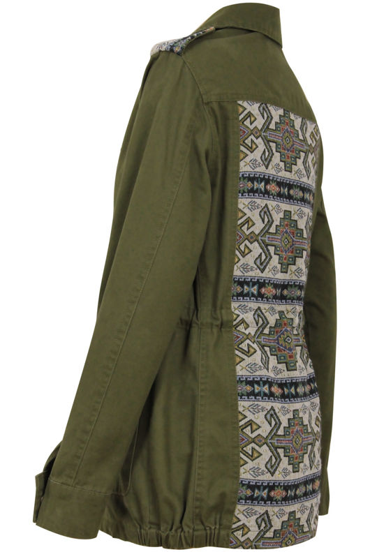 Khaki Aztec Patch Detail Jacket