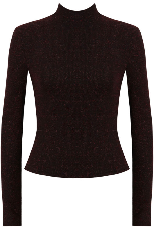 Wine Lurex Knitted Long SleeveTops