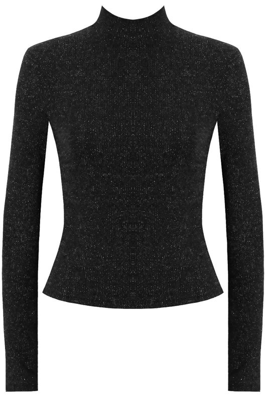 Silver Lurex Knitted Long Sleeve Tops