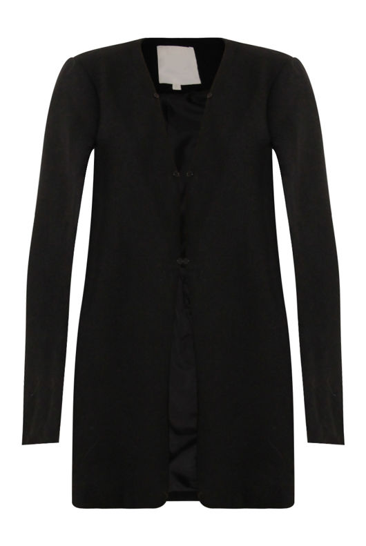 Black With Detachable Brown Fur Collar Coat