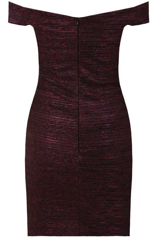 Purple and Deep Red Bardot Off The Shoulder Bodycon Dress