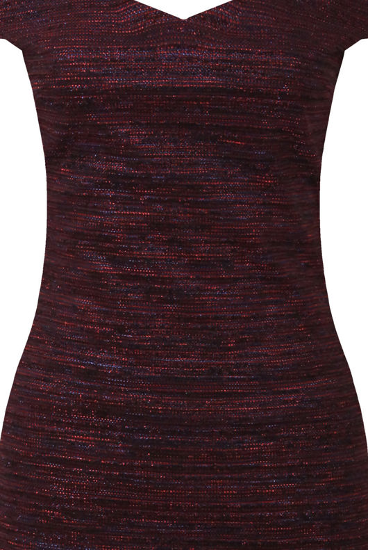 Purple and Deep Red Bardot Off The Shoulder Bodycon Dress