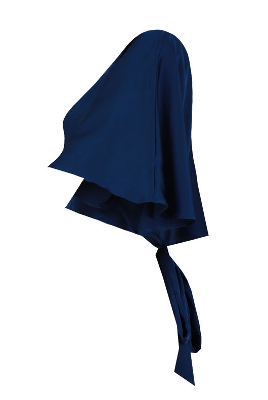 Blue Satin Cross Over Back Tie Up Tops