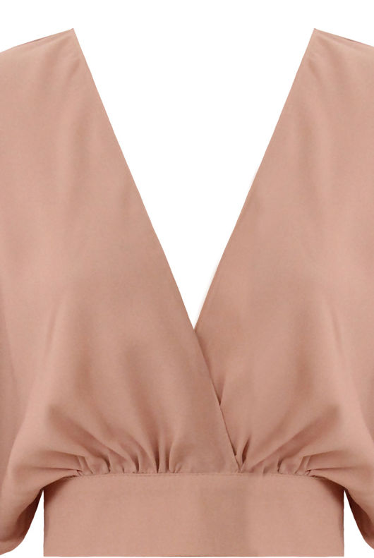 Peach Cross Over Back Tie Up Top
