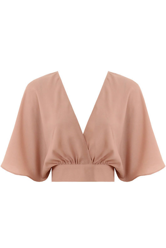 Peach Cross Over Back Tie Up Top