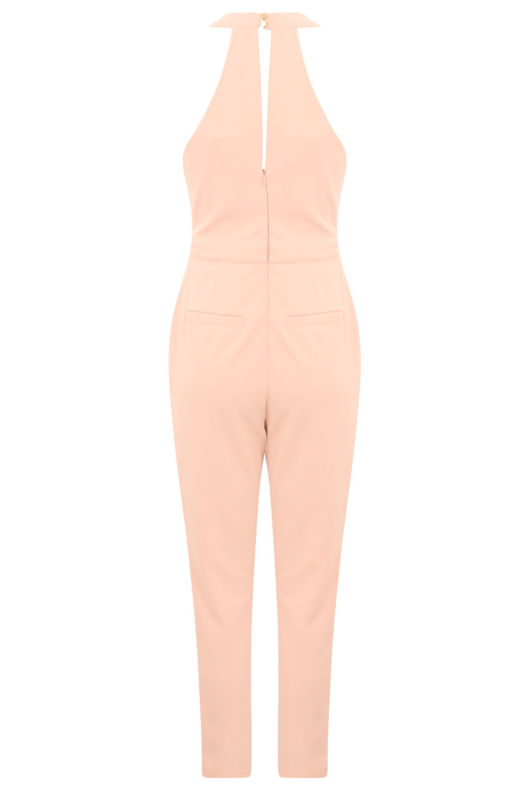 Pink Crossover Halter Neck Jumpsuit