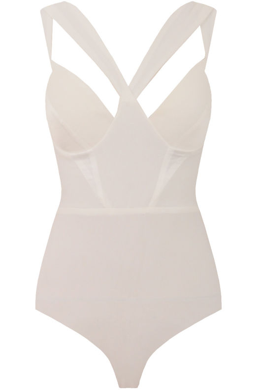 Cream Cut Out Textured Sleeveless Bodysuit 