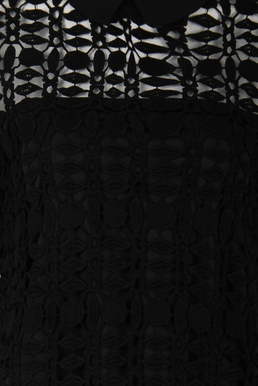 Black Lace Insert Collared Tops