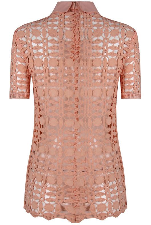 Pink Lace Insert Collared Tops