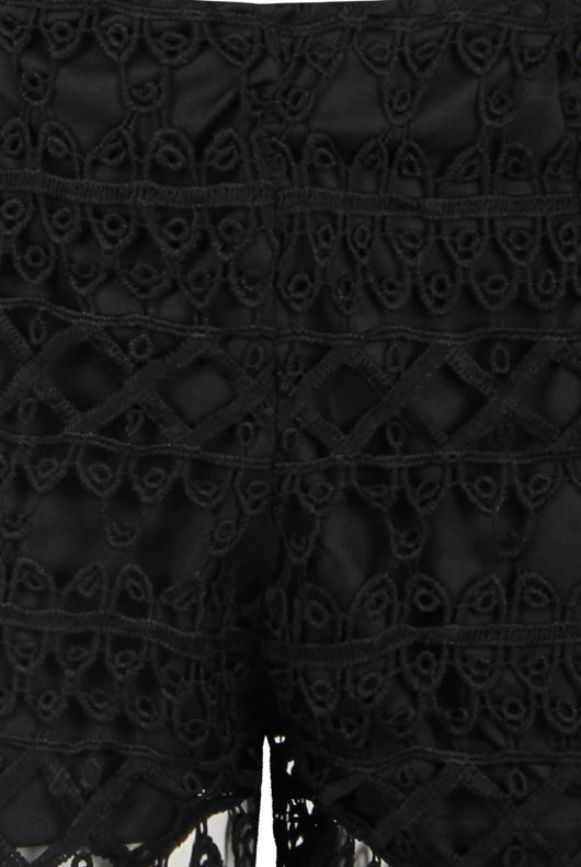 Black Lace Insert Side Zip Up Shorts