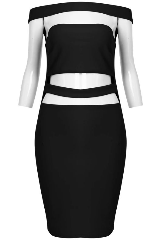 Black Cut Out Off The Shoulder Bandeau Dress 