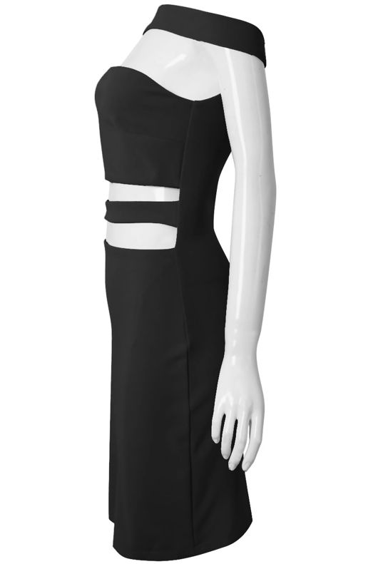 Black Cut Out Off The Shoulder Bandeau Dress 